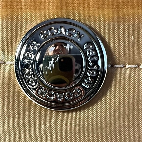 Rare Vintage Coach Sateen Leather Gold interior Blue interior Satchel Handbag - Picture 3 of 7